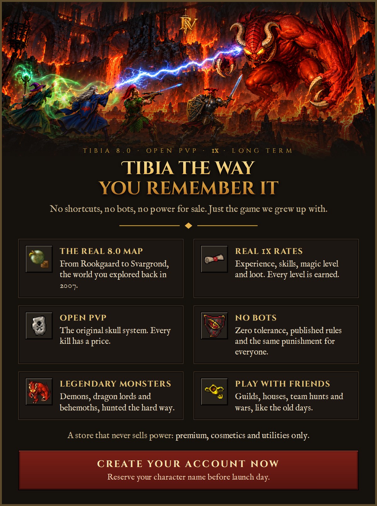 Revival, Tibia 8.0 open PvP 1x